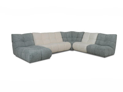 Grey and white large fabric corner sofa