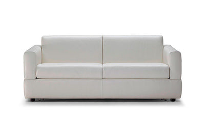 Luxurious creamy white Natuzzi Abruzzo leather sofa on a plain white background